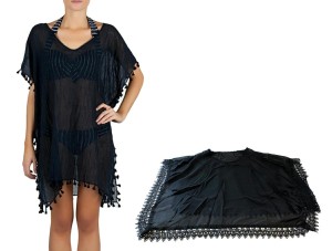 BQ49A TUNIKA PLAŻOWA PAREO NARZUTKA BLAC