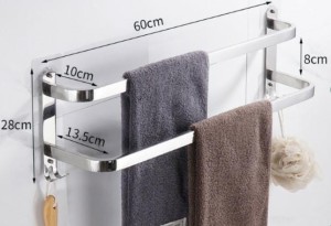 AG988B WIESZAK ŚCIENNY 60CM SREBRNY