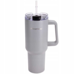STALOWY KUBEK TERMICZNY TERMOS 1200ml Z RĄCZKĄ I SŁOMKĄ KM-2173