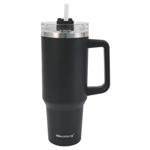 STALOWY KUBEK TERMICZNY TERMOS 1100ml Z RĄCZKĄ I SŁOMKĄ KLAUSBERG KB-7942