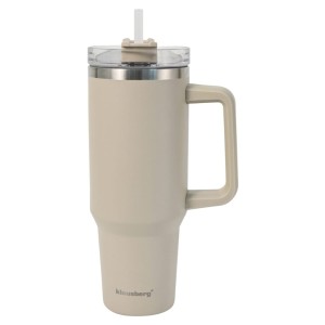 STALOWY KUBEK TERMICZNY TERMOS 1100ml Z RĄCZKĄ I SŁOMKĄ KLAUSBERG KB-7944