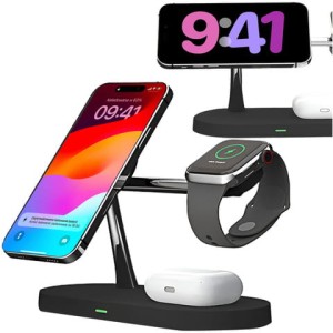 Ładowarka indukcyjna Qi MagSafe 3w1 do iPhone/AirPods/Watch Black