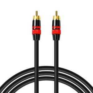 3m Kabel RCA do RCA (cinch) przewód Subwoofer premium MOZOS czarno-czerwony pozłacane wtyki