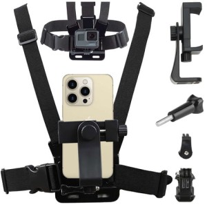 Szelki sportowe uchwyt na klatkę piersiową Alogy Chest do aparatu, kamer GoPro, telefonu uniwersalne Czarne
