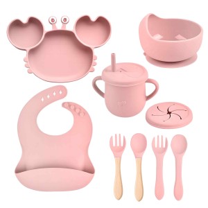 ZESTAW SILIKONOWE NACZYNIA DLA DZIECI TAB-SET1-PINK