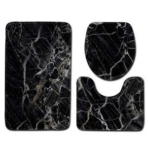 DYWANIKI ŁAZIENKOWE ZESTAW 3 SZT. CZARNY MARMUR BAT-MAT-SET04