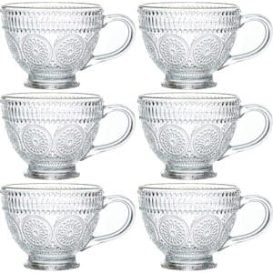 6x FILIŻANKA SZKLANA DO KAWY SZKLANKI KUBKI SZKLANE 370ml FILIŻANKI RETRO
