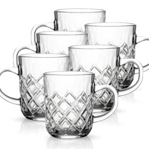 6x SZKLANKA DO KAWY HERBATY NAPOJÓW SZKLANKI Z UCHEM ZESTAW SZKLANEK 230ml