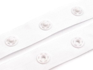 Zatrzaski na taśmie 18 mm ( 1mb ) Biała Komplet