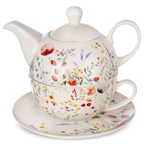 Dzbanek z filiżanką do herbaty porcelanowy MAKI 3 el.