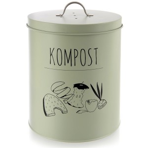 Kompostownik kuchenny z filtrem węglowym metalowy zielony GREENISH 8 l