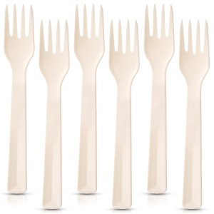 Widelce stołowe plastikowe kremowe SANDY 18 cm 6 szt.