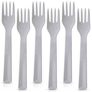 Widelce stołowe plastikowe szare SANDY 18 cm 6 szt.