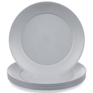 Talerze obiadowe płytkie plastikowe szare SANDY 23,5 cm 6 szt.