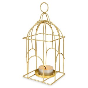 Lampion na świeczkę metalowy złoty 25 cm