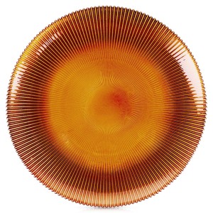 Talerz obiadowy płytki szklany bursztynowy 28 cm