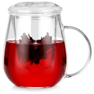 Kubek z zaparzaczem i pokrywką szklany 530 ml