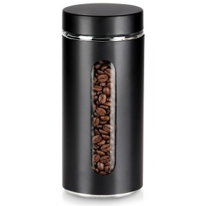 Pojemnik na produkty sypkie szklany zakręcany czarny 1,3 l