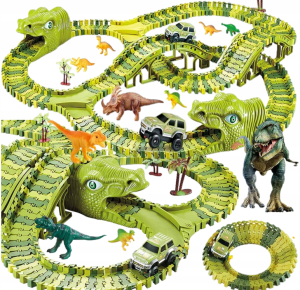 Tor wyścigowy dinozaurów mega zestaw konstrukcyjny park 240 elementów XXL
