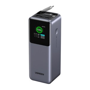 Powerbank 20000mAh Ugreen PB726 USB + USB-C, 165W, wbudowany kabel, certyfikat CCC (szary)