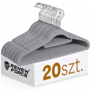 WIESZAKI WELUROWE NA UBRANIA odzieżowe do szafy mocne PREMIUM 20szt SZARE