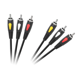 Kabel RCA przewód audio cinch 1m 3RCA- 3RCA Cabletech Eco-Line
