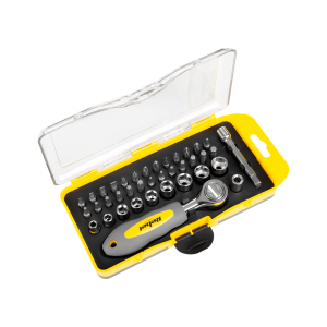 Zestaw 38 bitów i nasadek z kluczem grzechotkowym Rebel