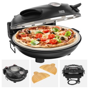Piec do pizzy Teesa Supreme+ 400°C 1200W kamień okienko 2 łopatki