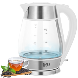 Czajnik elektryczny bezprzewodowy szklany biały 2200W 1,7L Teesa