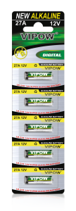 Baterie alkaliczne VIPOW LR27A 5szt do pilota MN27 || PRZETERMINOWANE O 3 LATA! Nie wystawiamy