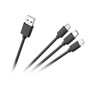 Kabel USB 3w1 przewód microUSB USB-C TYP-C lightning iPhone 1,2m