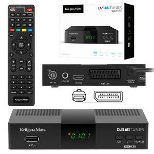 Tuner DVB-T2 H.265 HEVC Kruger&Matz HDMI SCART PVR EPG USB dekoder