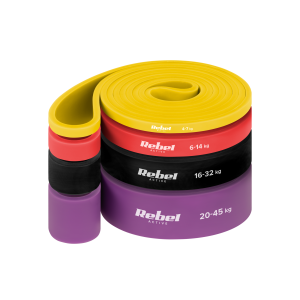 Zestaw 4 gum do ćwiczeń power band taśmy oporowe treningowe fitness Rebel