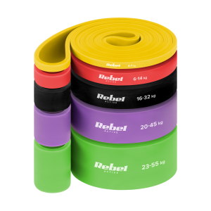 Zestaw 5 gum do ćwiczeń power band taśmy oporowe treningowe fitness Rebel