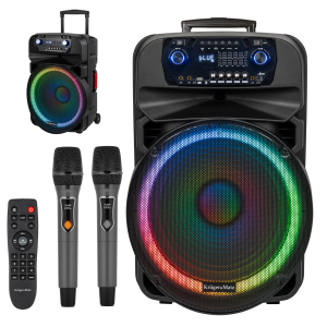 Głośnik bezprzewodowy kolumna  2x mikrofon UHF SD Bluetooth FM USB LED 60 W