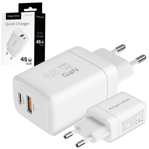 Szybka ładowarka sieciowa GAN 45W Power Delivery Quick Charge Kruger&Matz