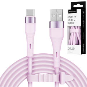 Kabel USB - USB typu C 1 m 15W silikonowy różowy Kruger&Matz Basic
