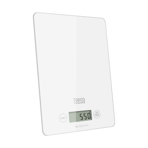 Waga kuchenna szklana biała Teesa LCD tara