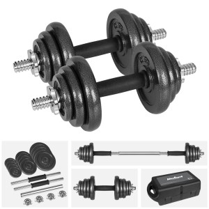 Hantle żeliwne regulowane w walizce z gryfem zestaw 20kg  Rebel solidne