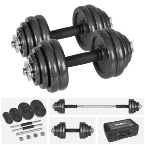 Hantle żeliwne regulowane w walizce z gryfem zestaw 30kg  Rebel solidne