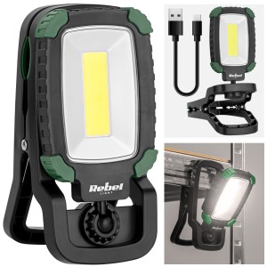 Lampa warsztatowa LED Rebel klips 500lm akumulatorowa USB-C COB