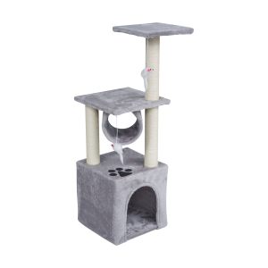 Drapak dla kota legowisko zabawka domek wieża budka wysoka szary Rebel
