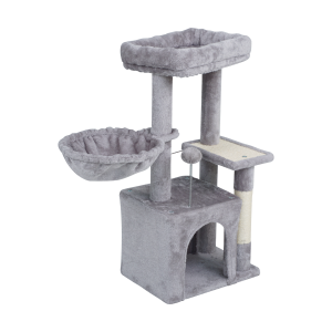 Drapak dla kota 2x legowisko zabawka domek wieża budka wysoka szary Rebel