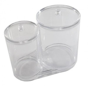 9709 AKRYLOWY STOJAK NA KOSMETYKI OKRĄGŁY Z POKRYWKAMI 15X9CM