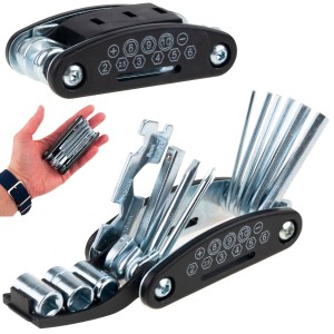 NN19 ZESTAW KLUCZY NARZĘDZI ROWEROWYCH MULTITOOL 16W1 IMBUSY ŚRUBOKRĘTY KLUCZE