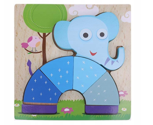 TG50028 KLOCKI DREWNIANE UKŁADANKA EDUKACYJNA PUZZLE FIGURY SŁOŃ 3D MONTESSORI