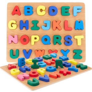 TG50035 LITERKI DREWNIANE ALFABET PUZZLE UKŁADANKA EDUKACYJNA SORTER NAUKA PREZENT