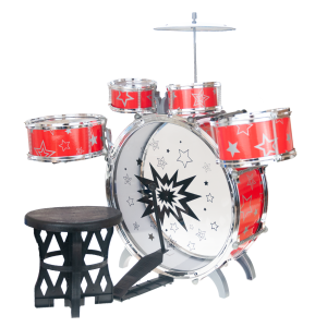 TG55493 PERKUSJA DLA DZIECI ZESTAW 5 BĘBNÓW TALERZ TABORET ZABAWKA INSTRUMENT muzyk