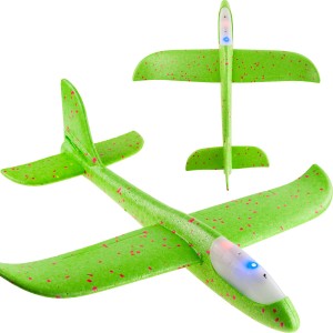 TG56682-2 DUŻY SAMOLOT STYROPIANOWY ZE STYROPIANU 49CM ŚWIECĄCY LED SZYBOWIEC RZUTKA ZIELONY