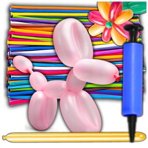 TG48097 BALONY DO MODELOWANIA SKRĘCANIA 50SZT Z POMPKĄ RURKI KOLOROWE ZESTAW